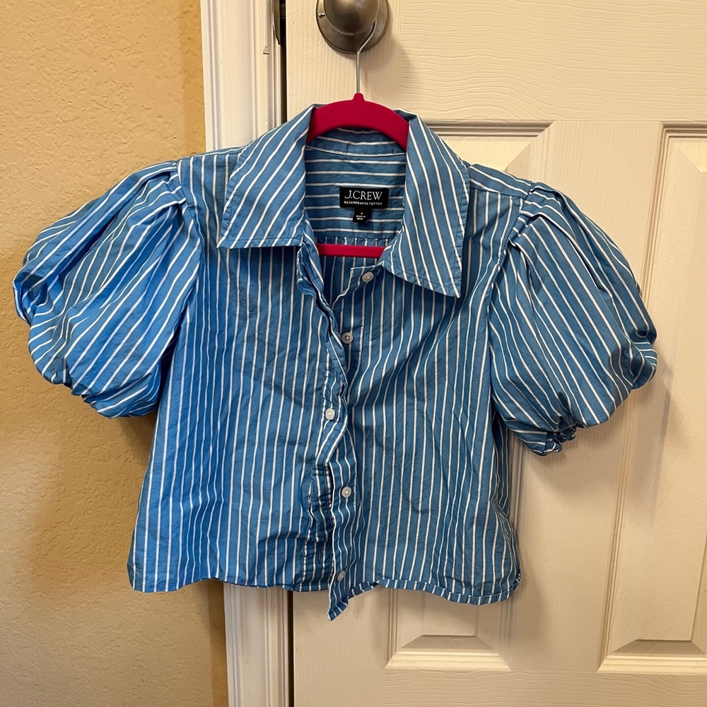 J. Crew puff sleeve crop blouse; size 4